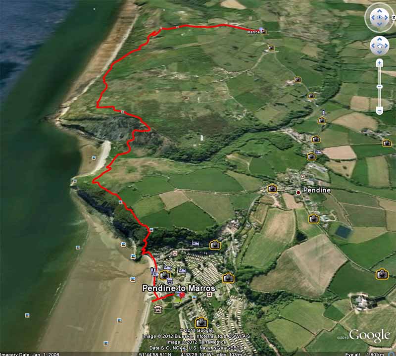 Google Earth view of walk