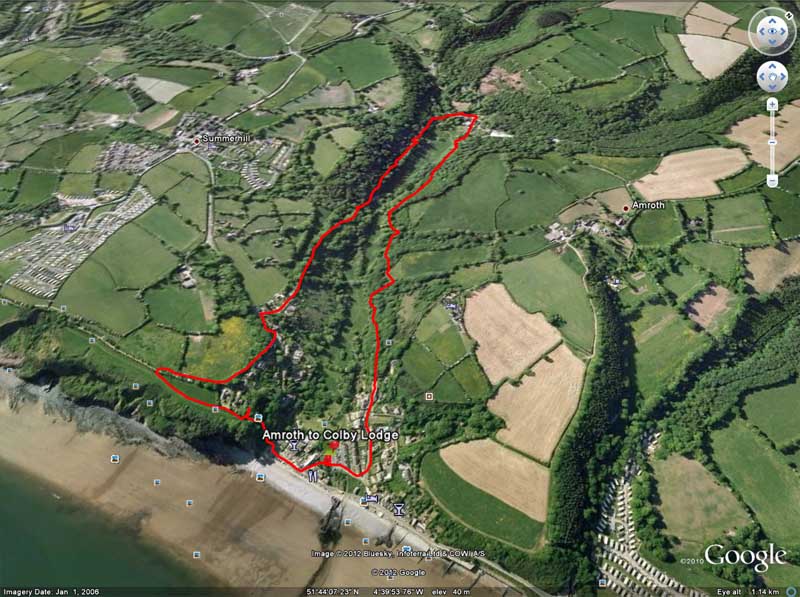 Google Earth view of walk